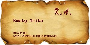 Kmety Arika névjegykártya